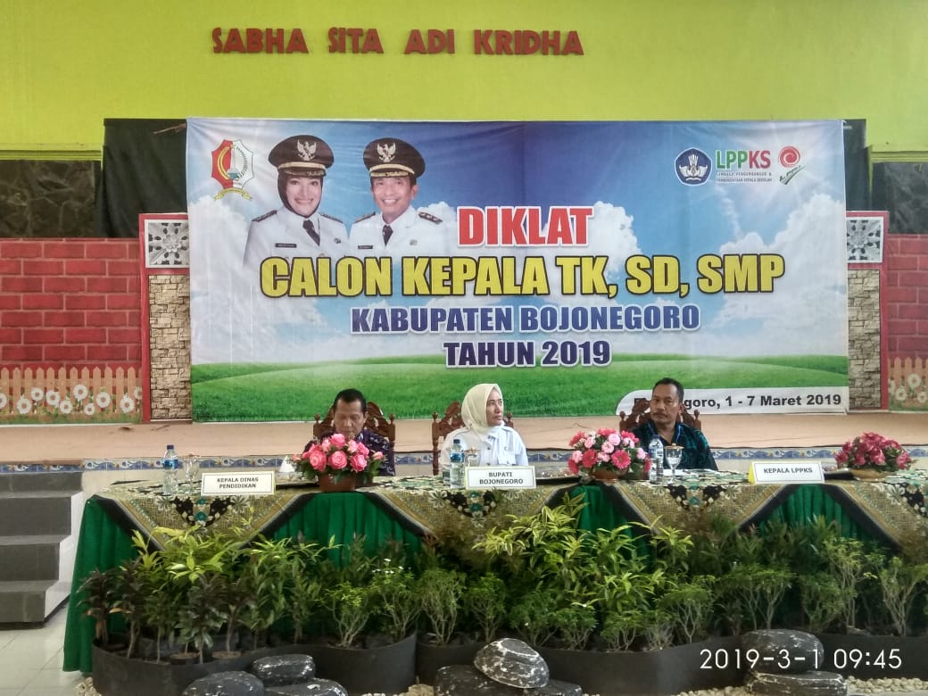 Bupati Bojonegoro Hadiri Pembukaan Diklat Calon Kepala TK, SD dan SMP Tahun 2019