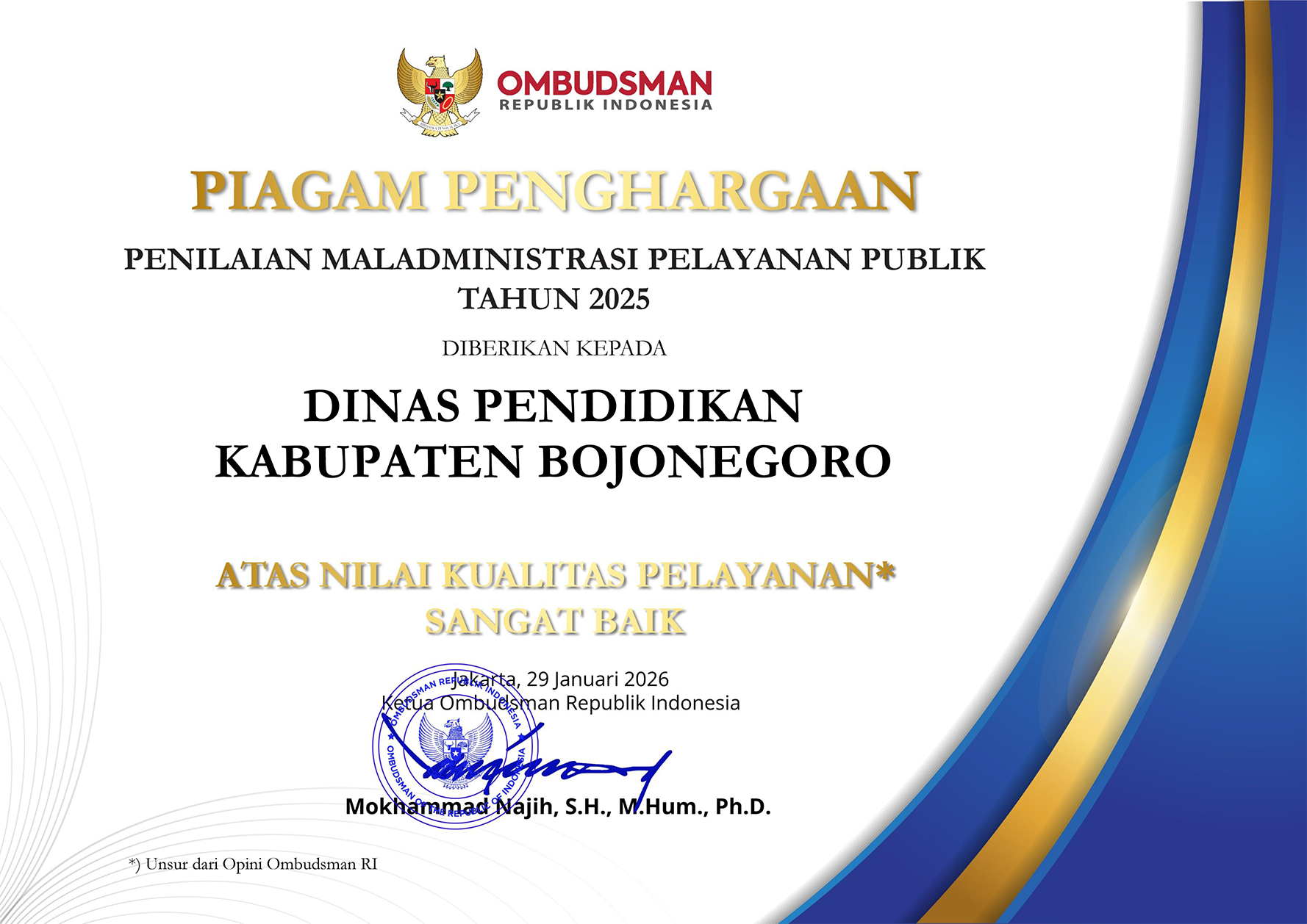 Penghargaan Ombudsman 2025