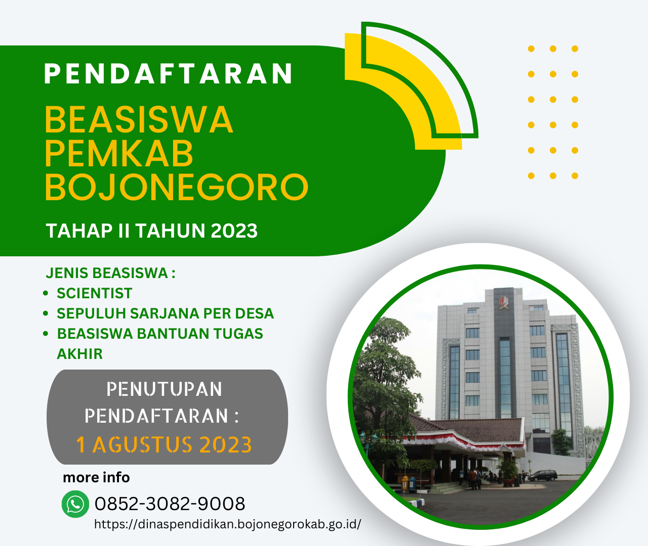 Pendaftaran Beasiswa Pemkab Bojonegoro Tahap II Tahun 2023
